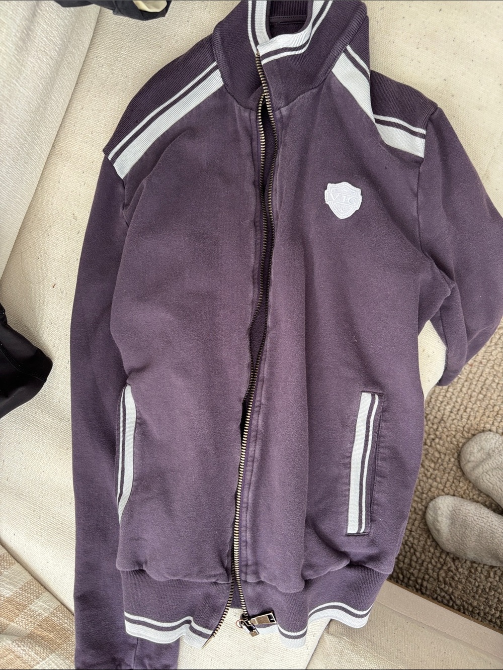 Versace Jeans Collection Plum Track Zip-Up with White Stripes